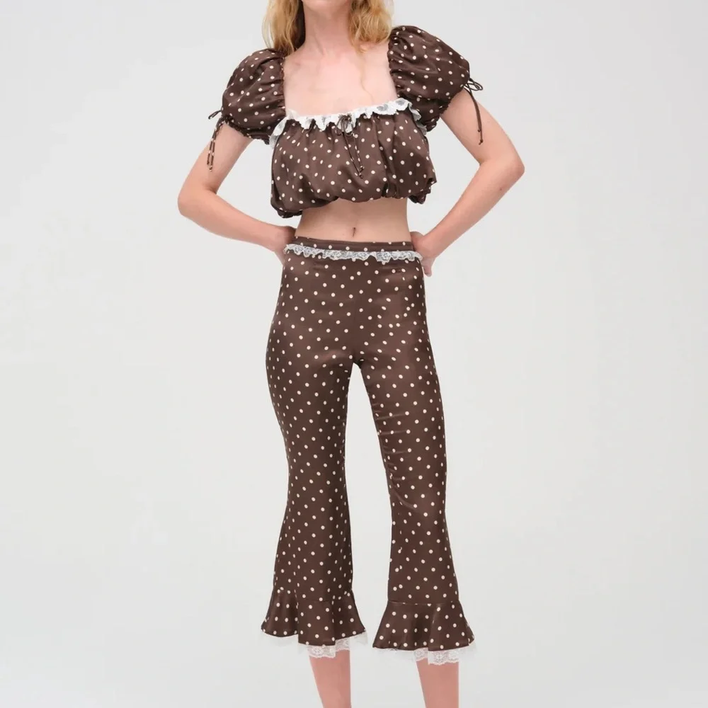 For Love And Lemons | Tops | Chocolate Brown Polka Dot Set